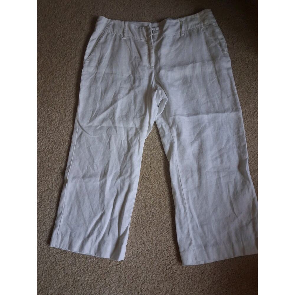 MICHAEL Michael Kors White Linen Wide-Leg Dress Pants Women
